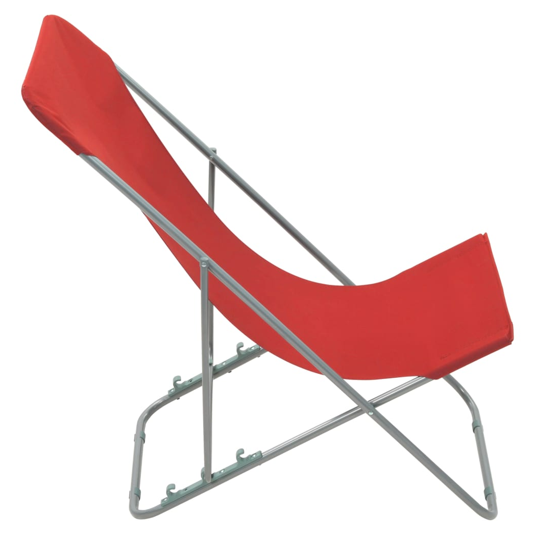Folding Beach Chairs 2 pcs Steel and Oxford Fabric Red