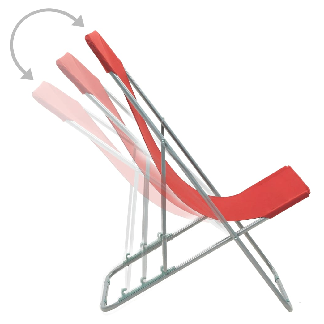 Folding Beach Chairs 2 pcs Steel and Oxford Fabric Red
