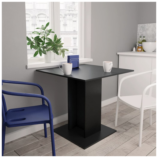 Dining Table Black 80x80x75 cm Engineered Wood