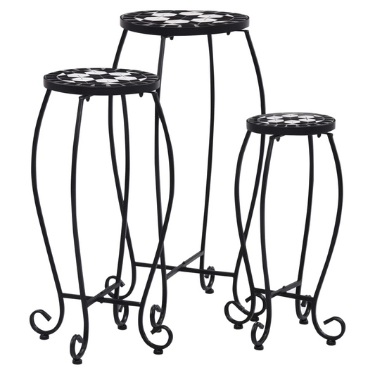 Mosaic Tables 3 pcs Black and White Ceramic