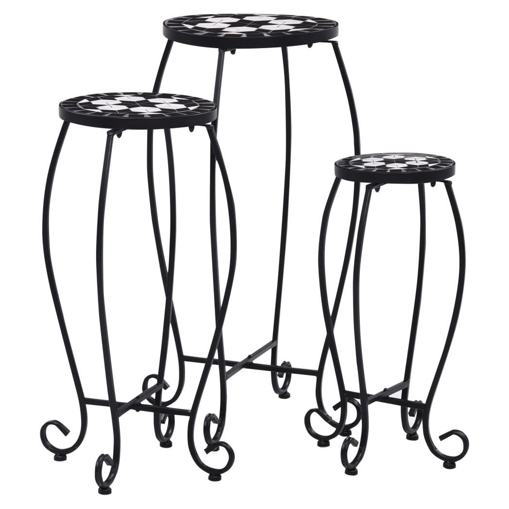Mosaic Tables 3 pcs Black and White Ceramic