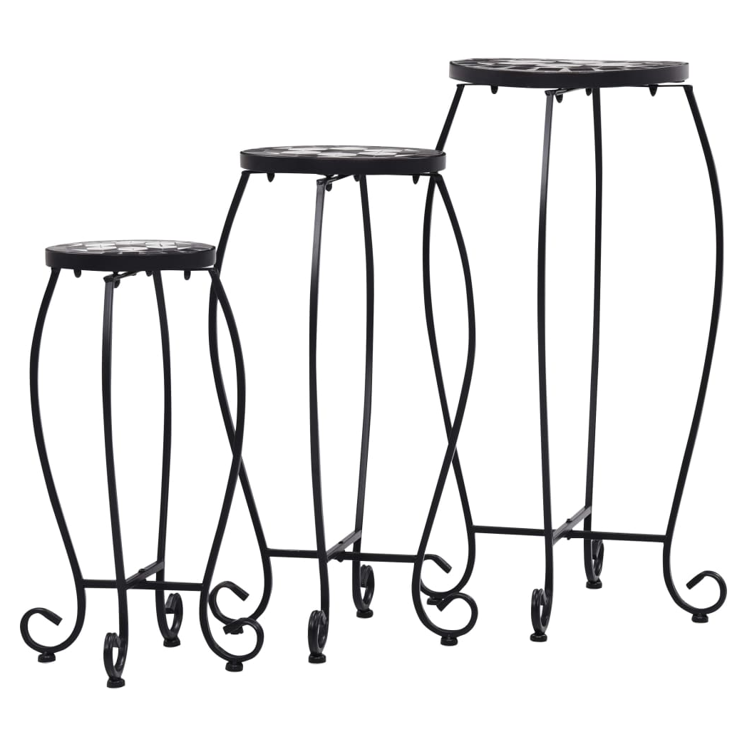 Mosaic Tables 3 pcs Black and White Ceramic