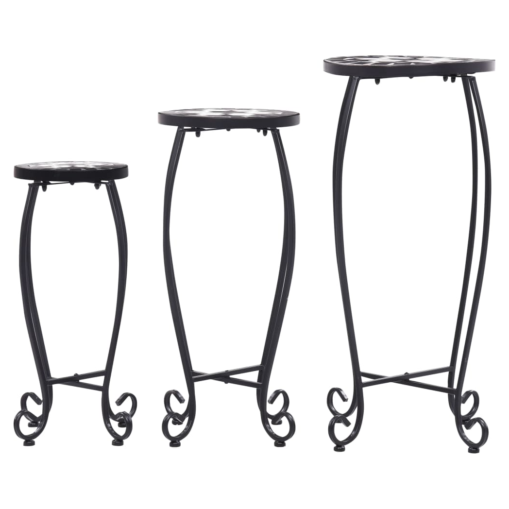 Mosaic Tables 3 pcs Black and White Ceramic
