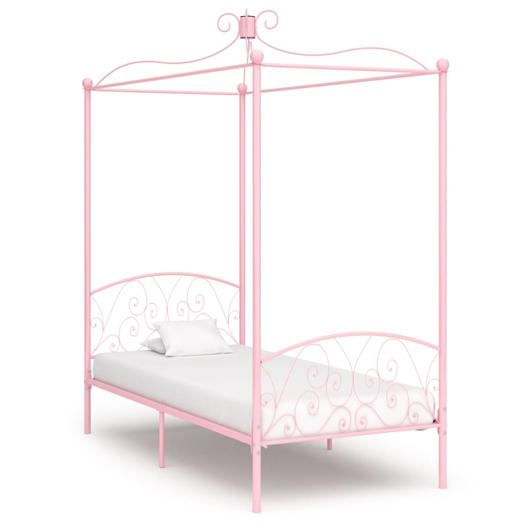 Canopy Bed Frame Pink Metal 100x200 cm