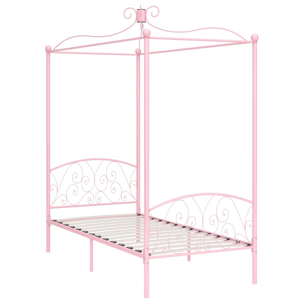 Canopy Bed Frame Pink Metal 100x200 cm