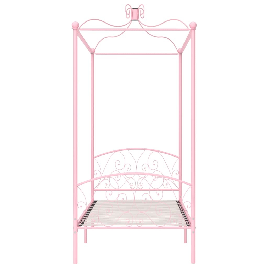 Canopy Bed Frame Pink Metal 100x200 cm