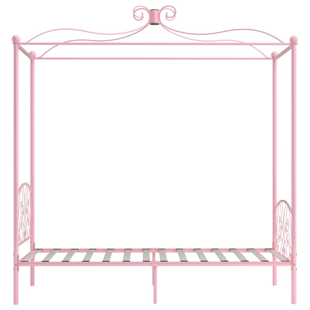 Canopy Bed Frame Pink Metal 100x200 cm