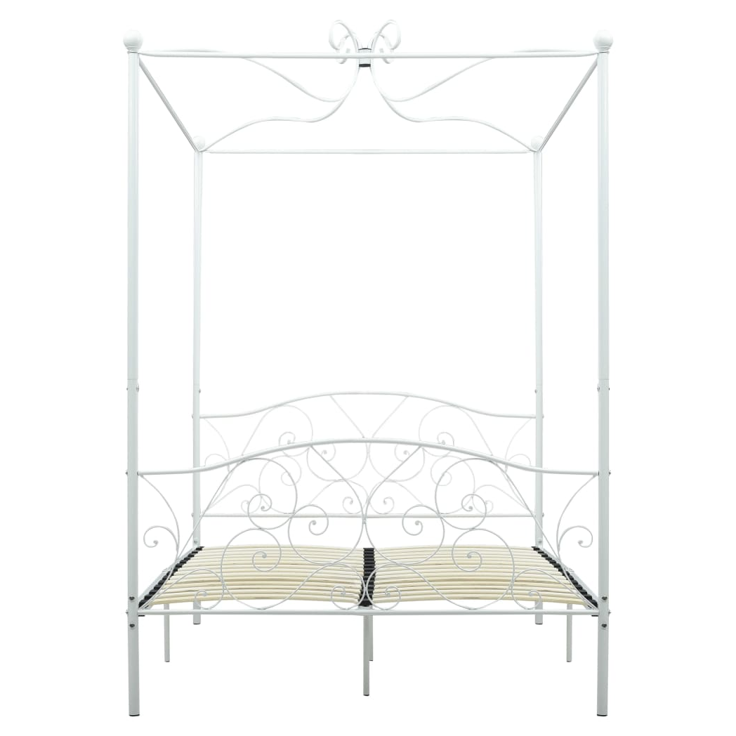 Canopy Bed Frame White Metal 140x200 cm