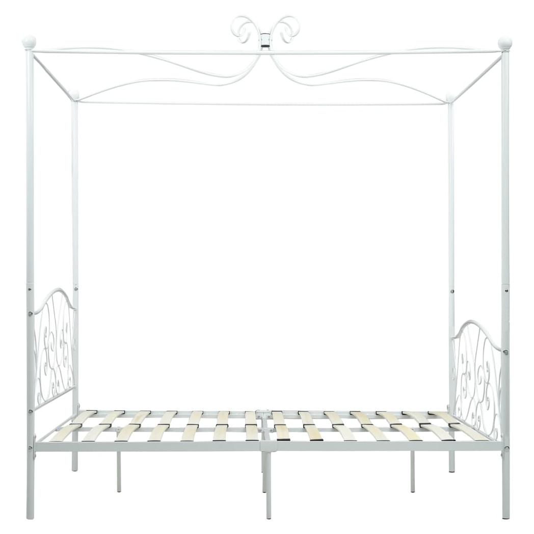 Canopy Bed Frame White Metal 140x200 cm