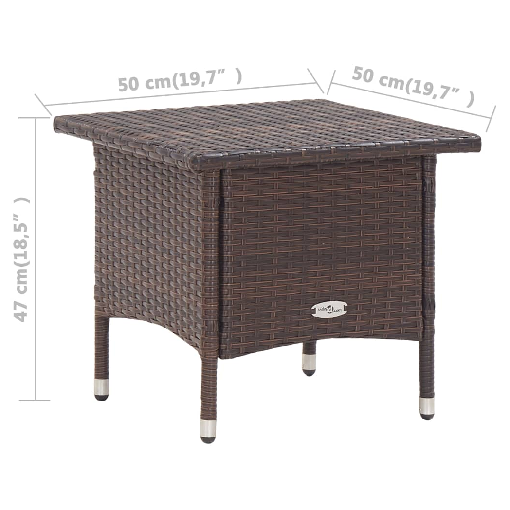 Tea Table Brown 50x50x47 cm Poly Rattan