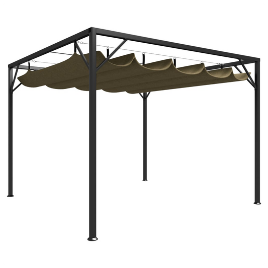 Garden Gazebo with Retractable Roof 3x3 m Taupe 180 g/m