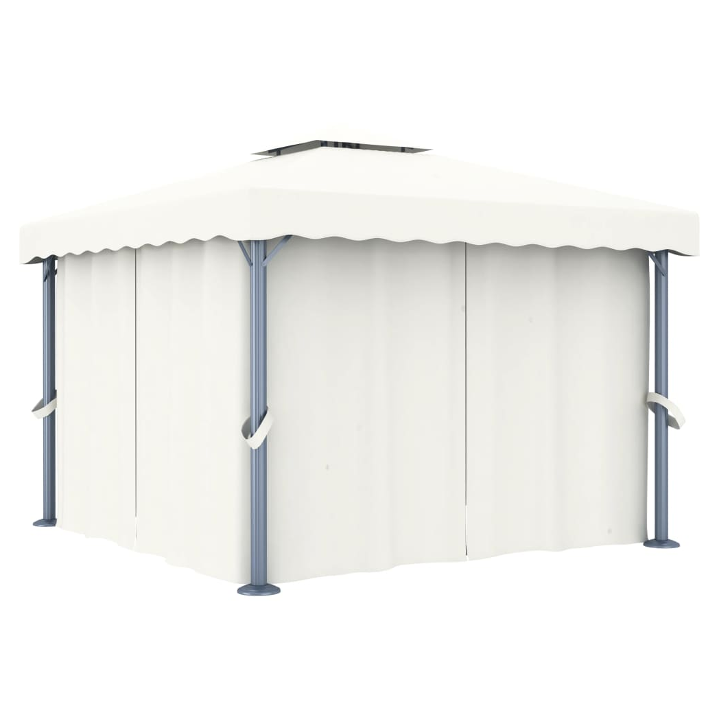 Gazebo with Curtain 3x3 m Cream White Aluminium