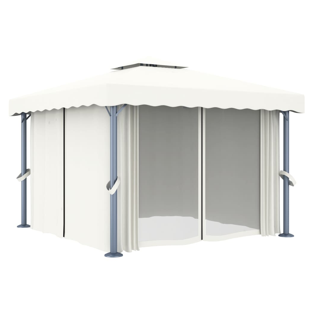 Gazebo with Curtain 3x3 m Cream White Aluminium