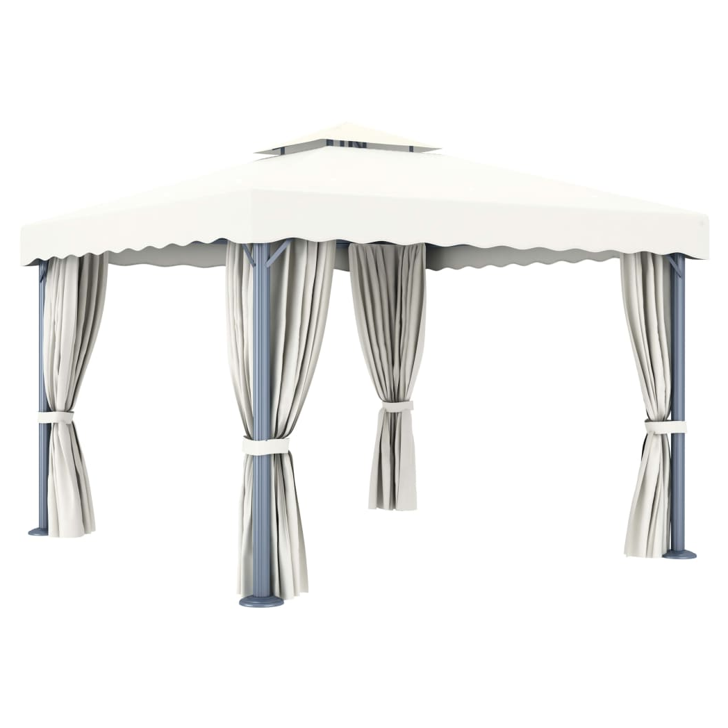 Gazebo with Curtain 3x3 m Cream White Aluminium