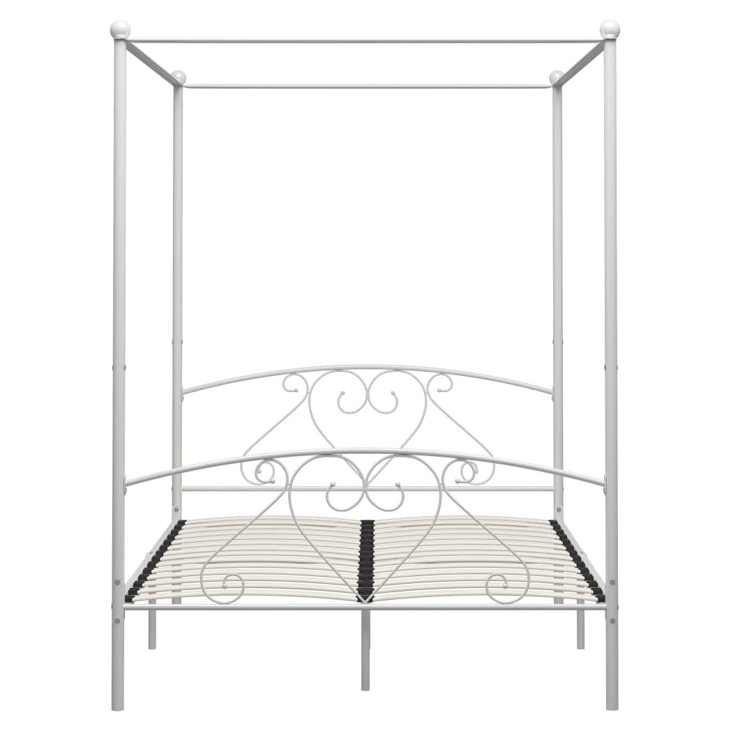 Canopy Bed Frame White Metal 140x200 cm