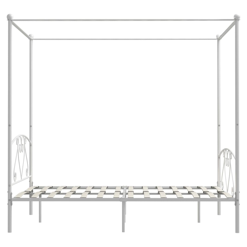 Canopy Bed Frame White Metal 140x200 cm