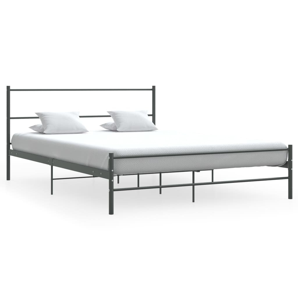 Bed Frame Grey Metal 140x200 cm