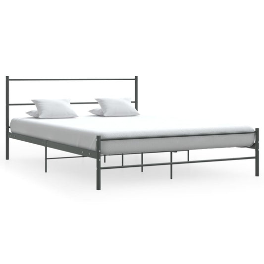 Bed Frame Grey Metal 140x200 cm