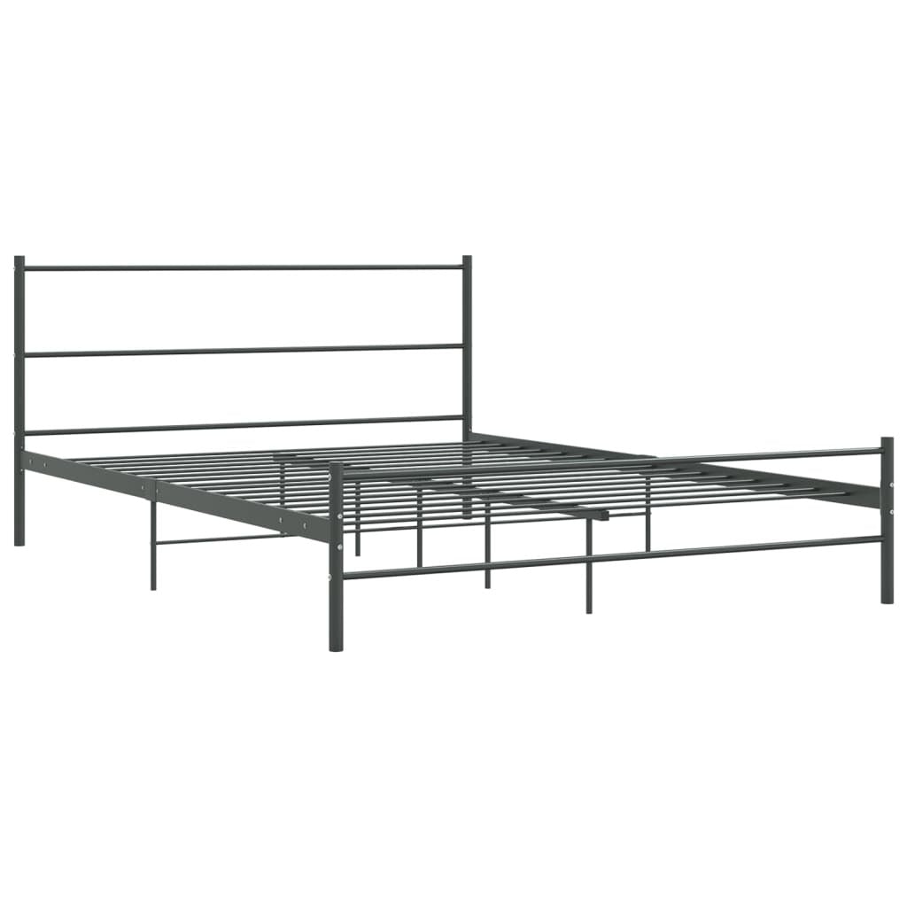 Bed Frame Grey Metal 140x200 cm