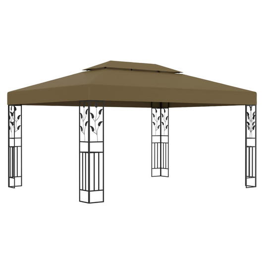 Gazebo with Double Roof 3x4 m Taupe 180 g/m