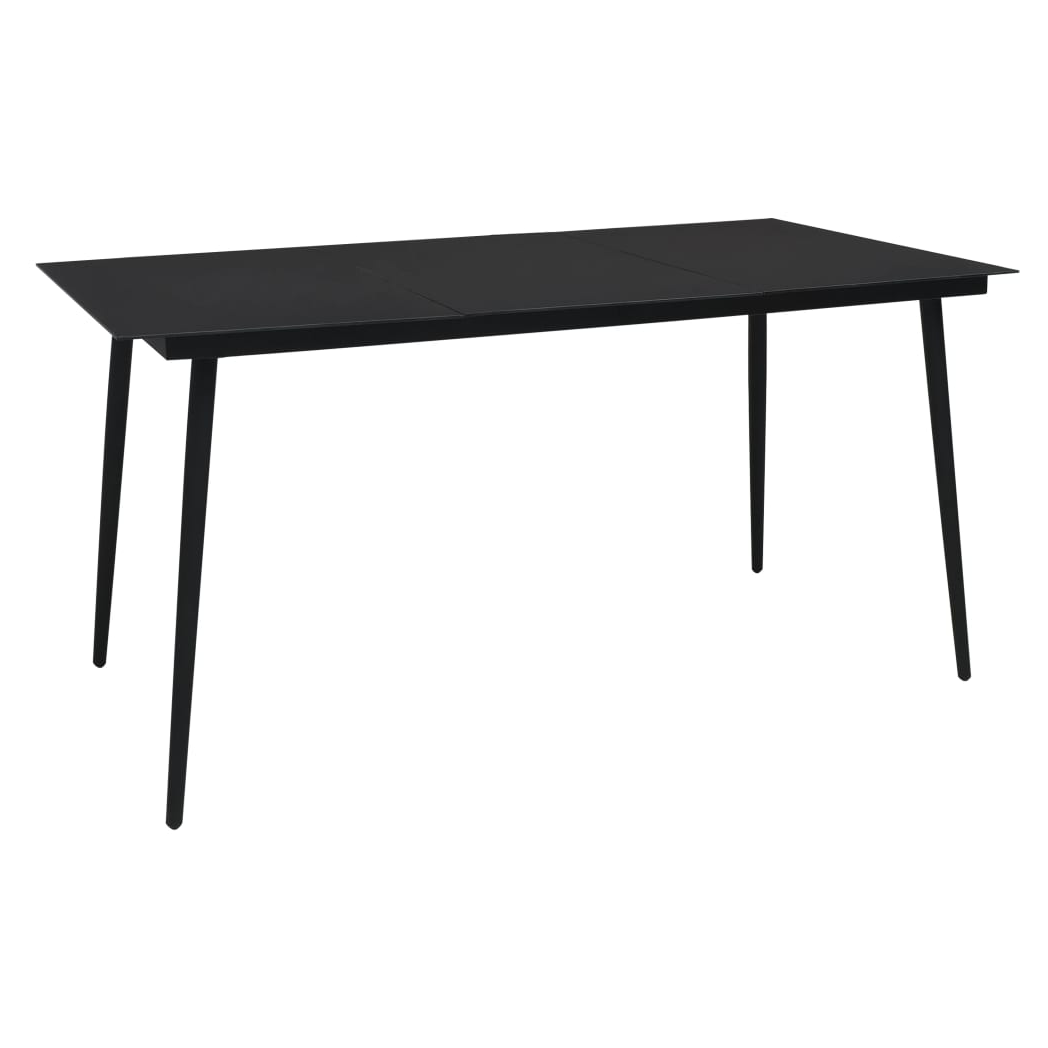 7 Piece Outdoor Dining Set Cotton Rope and Steel Black