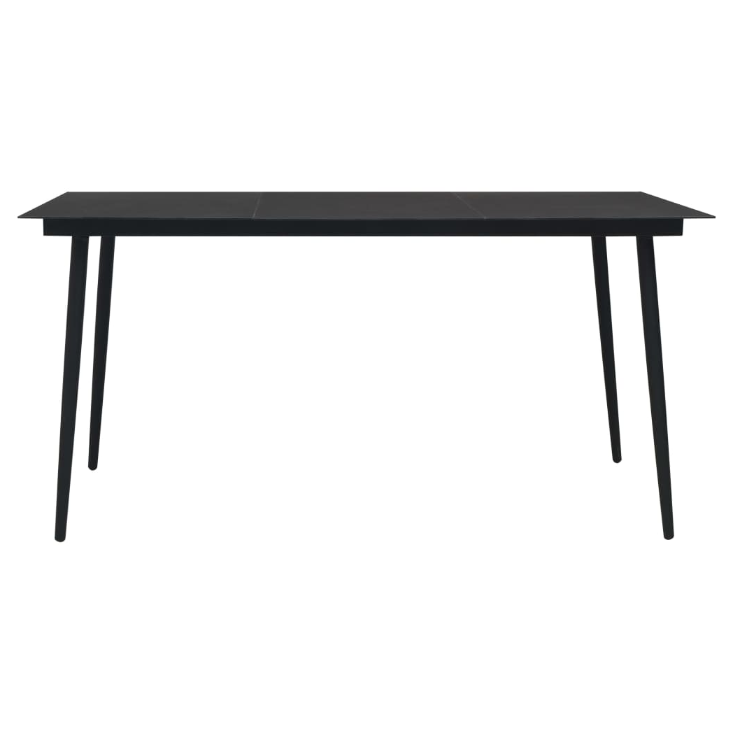 7 Piece Outdoor Dining Set Cotton Rope and Steel Black