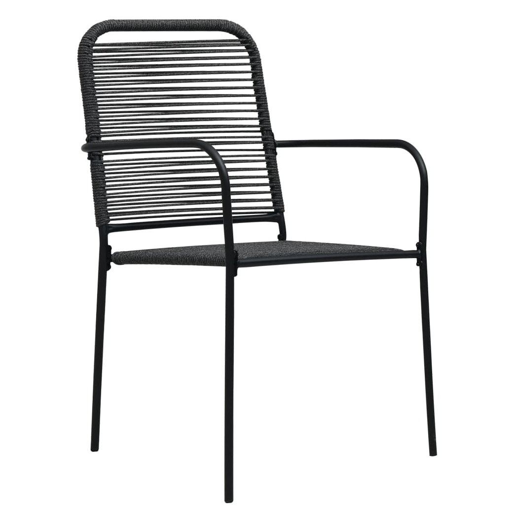 7 Piece Outdoor Dining Set Cotton Rope and Steel Black