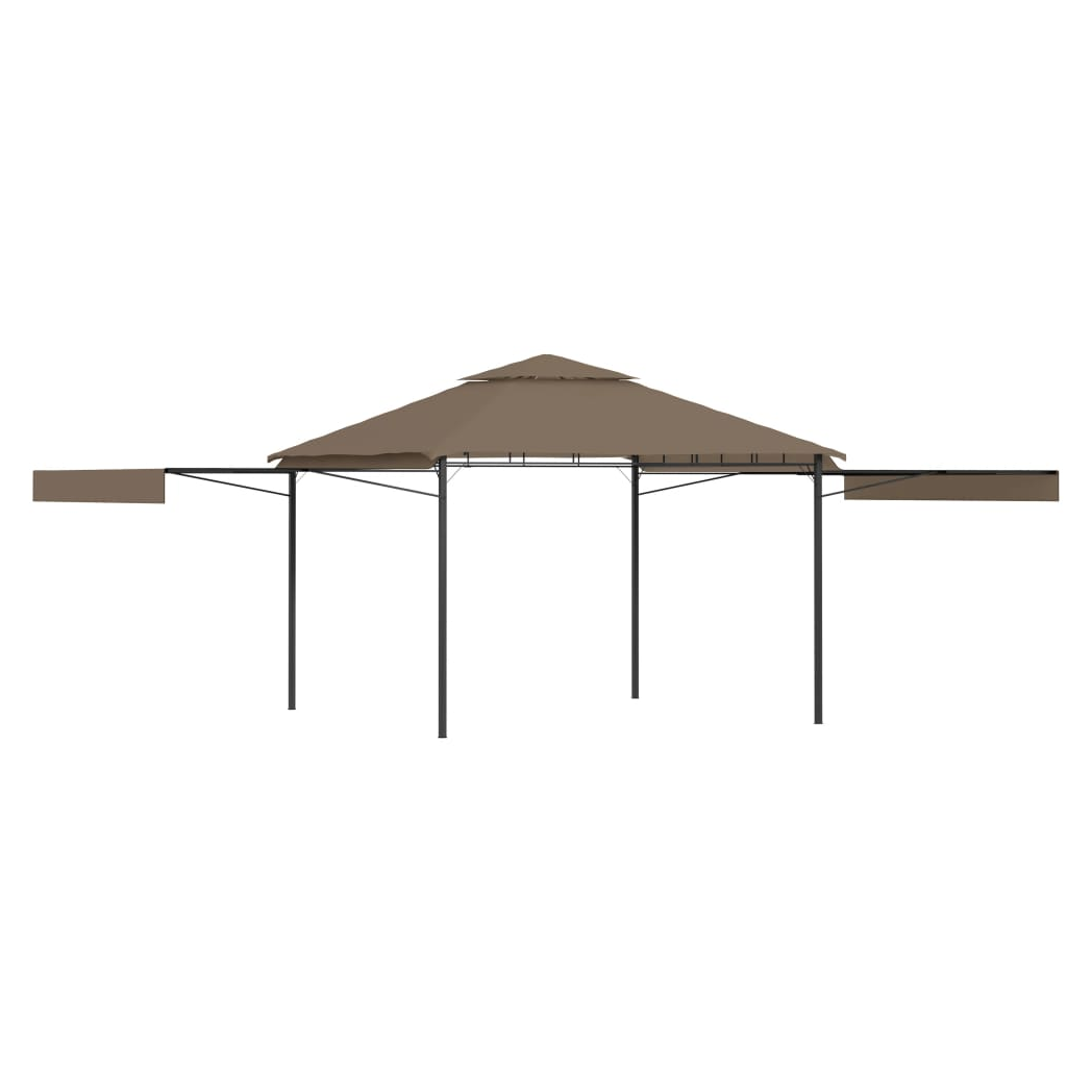 Gazebo with Double Extending Roofs 3x3x2.75 m Taupe 180g/m