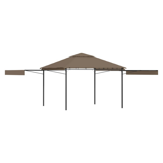 Gazebo with Double Extending Roofs 3x3x2.75 m Taupe 180g/m