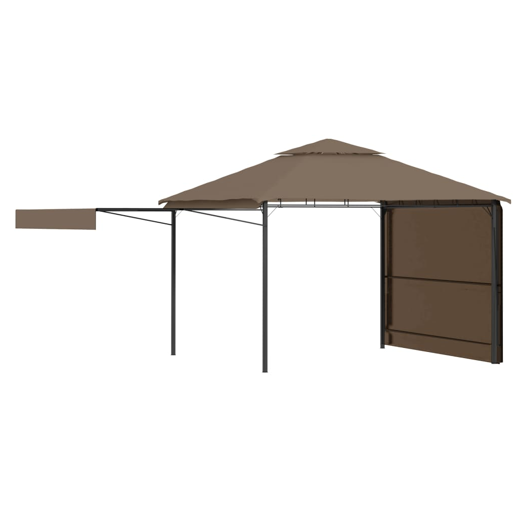 Gazebo with Double Extending Roofs 3x3x2.75 m Taupe 180g/m