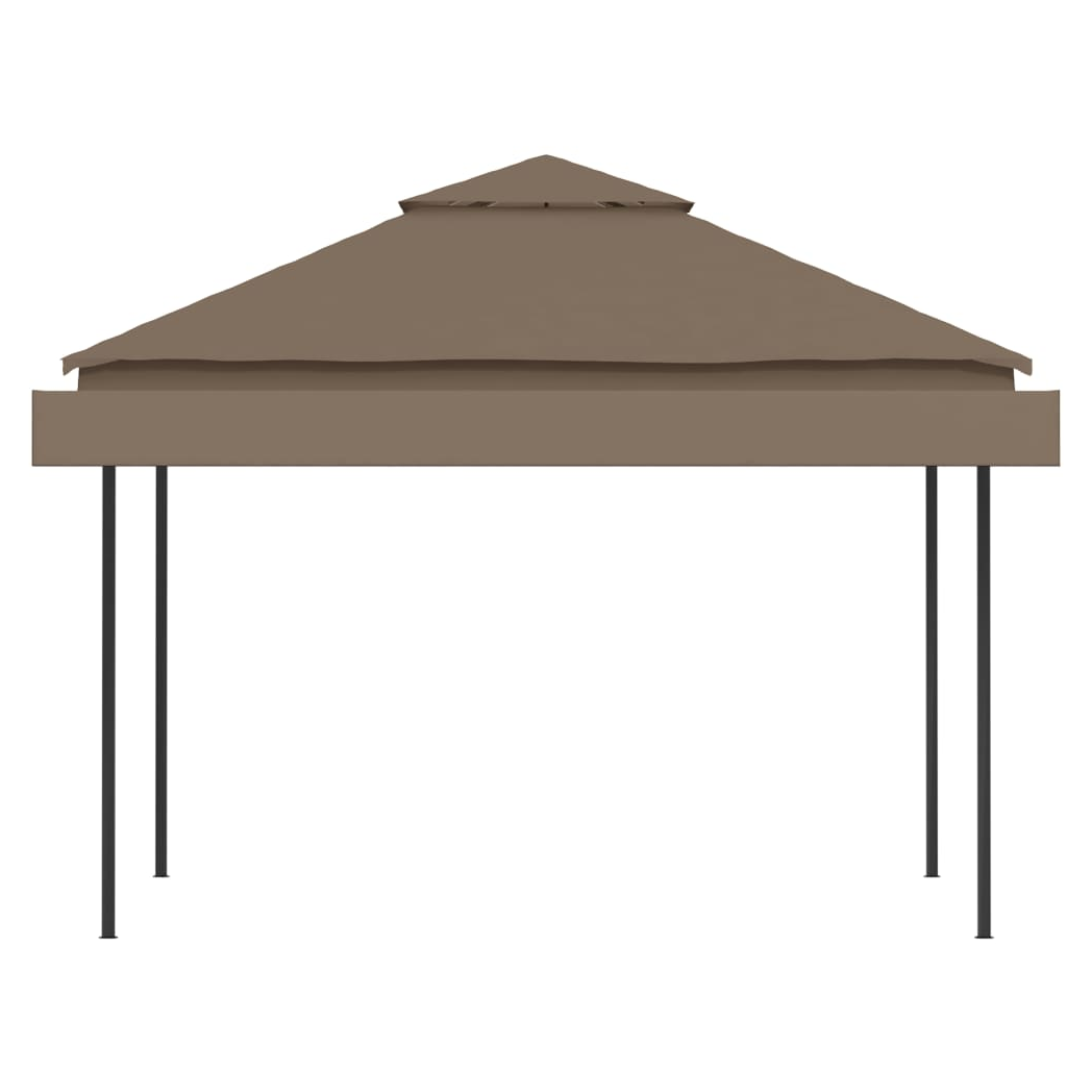 Gazebo with Double Extending Roofs 3x3x2.75 m Taupe 180g/m