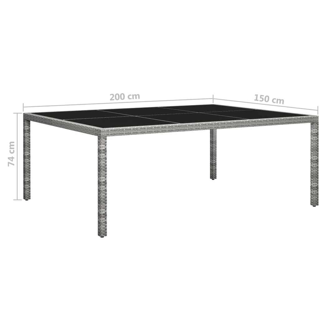 Outdoor Dining Table Grey 200x150x74 cm Poly Rattan
