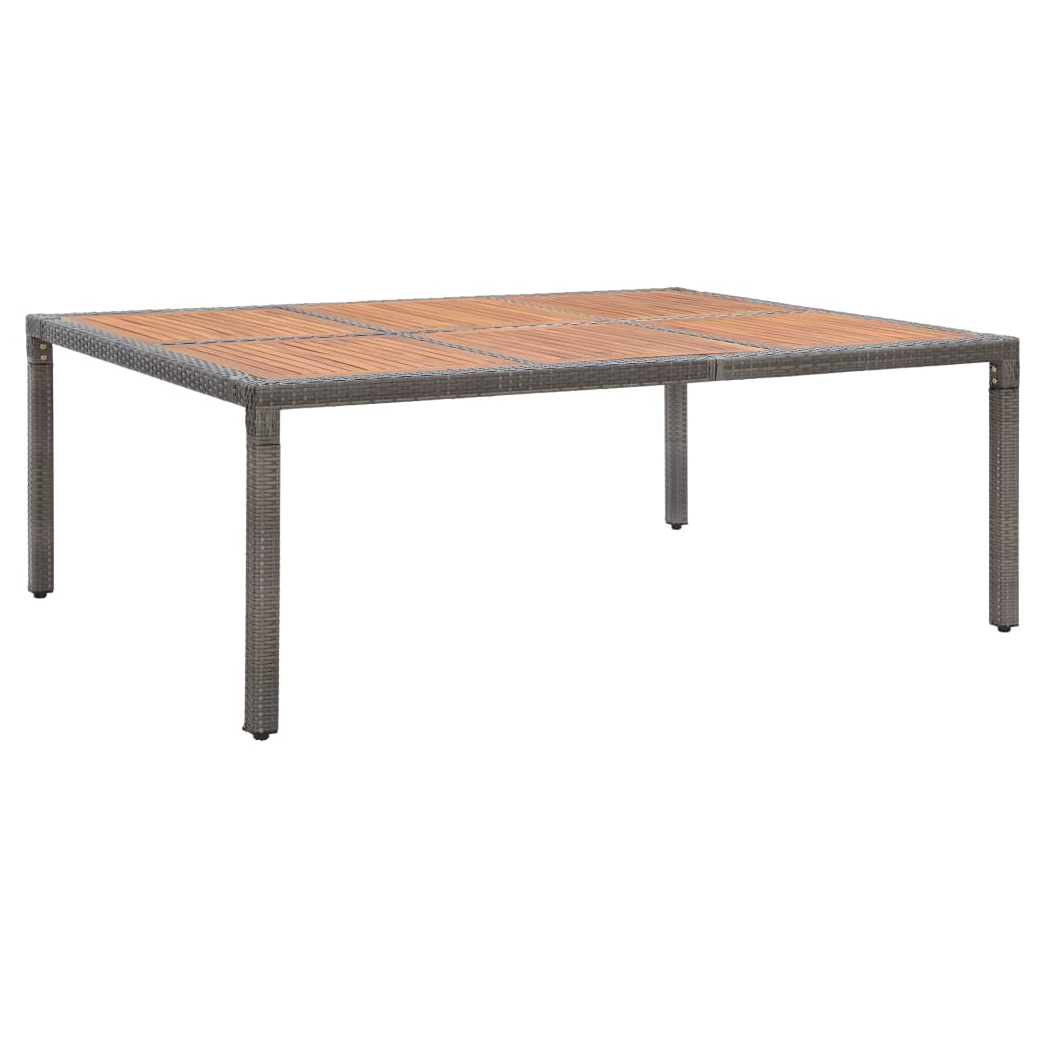Garden Table Grey 200x150x74 cm Poly Rattan and Acacia Wood