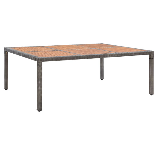 Garden Table Grey 200x150x74 cm Poly Rattan and Acacia Wood