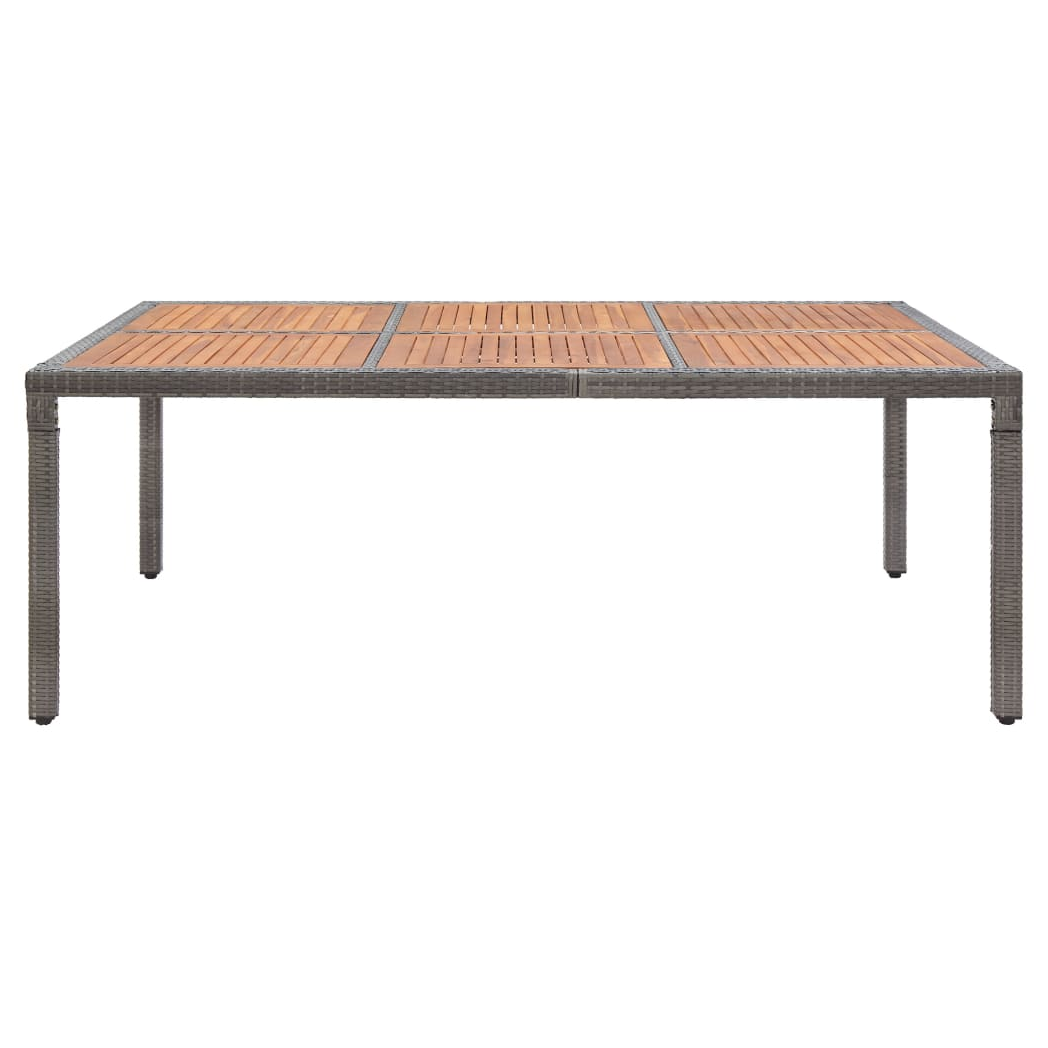 Garden Table Grey 200x150x74 cm Poly Rattan and Acacia Wood