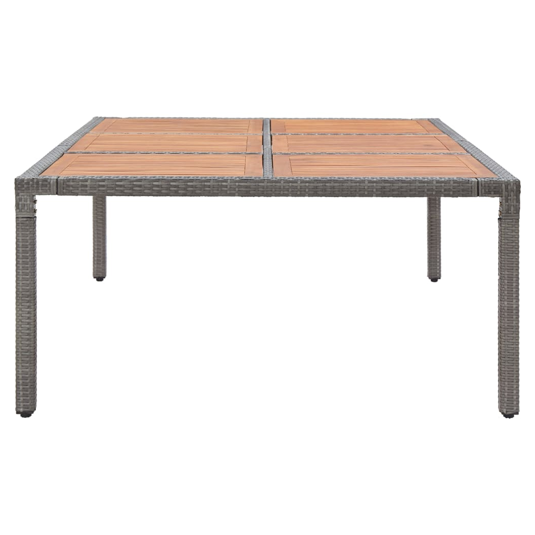Garden Table Grey 200x150x74 cm Poly Rattan and Acacia Wood