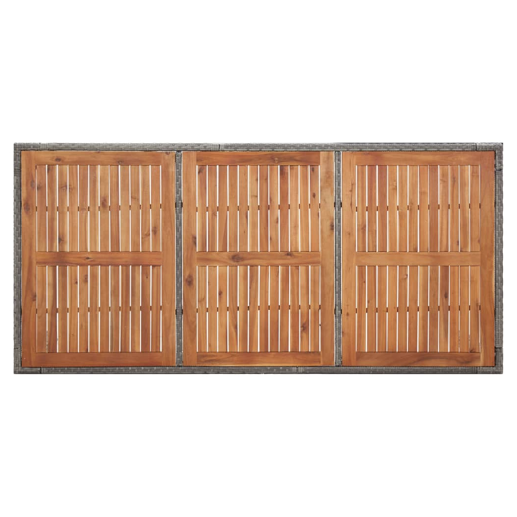 Garden Table Grey 200x150x74 cm Poly Rattan and Acacia Wood