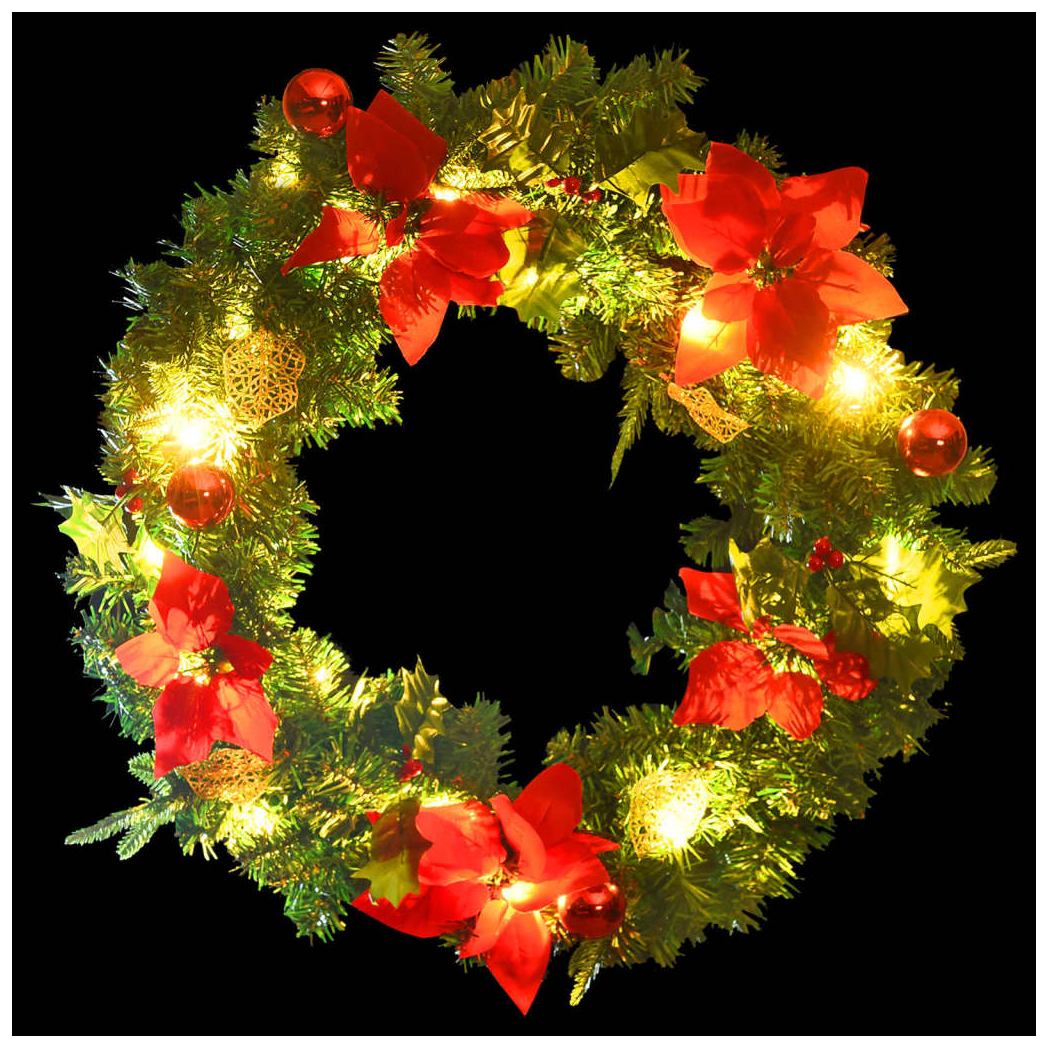 Christmas Wreath with LED Lights Green 60 cm PVC