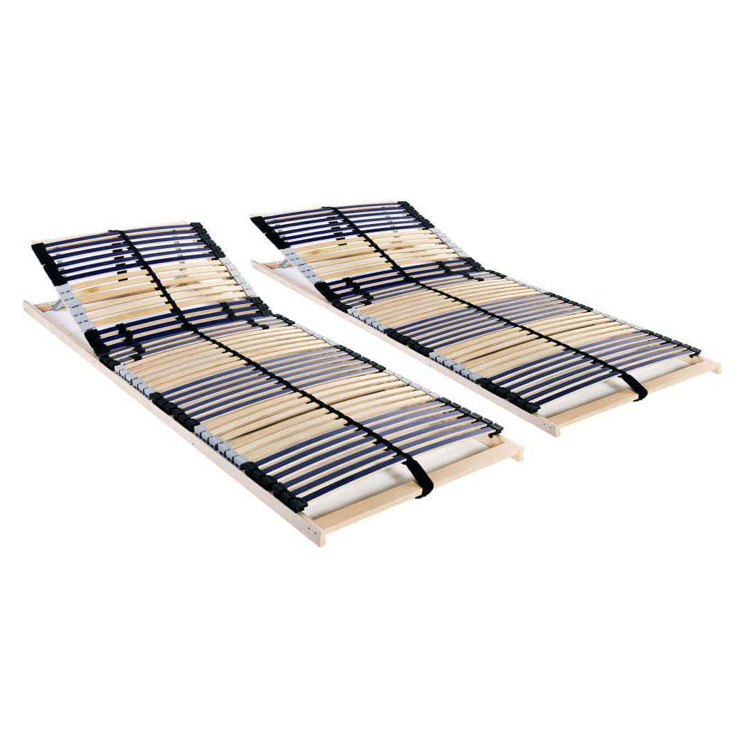 Slatted Bed Bases 2 pcs with 42 Slats 7 Zones 70x200 cm