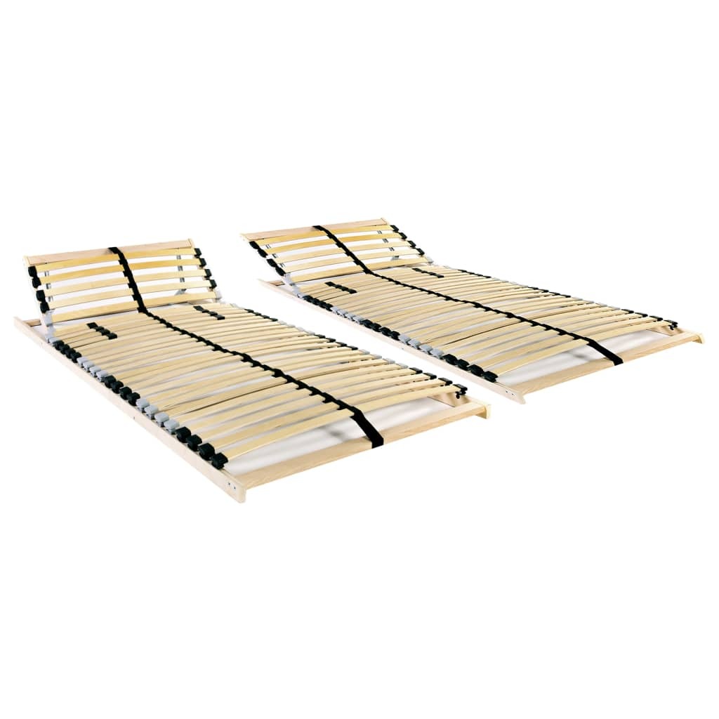 Slatted Bed Bases 2 pcs with 28 Slats 7 Zones 70x200 cm
