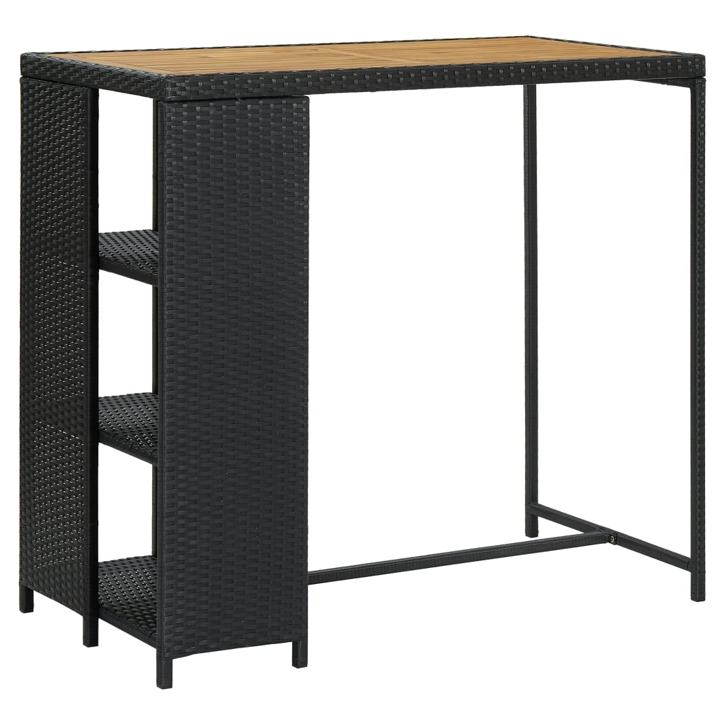Bar Table with Storage Rack Black 120x60x110 cm Poly Rattan