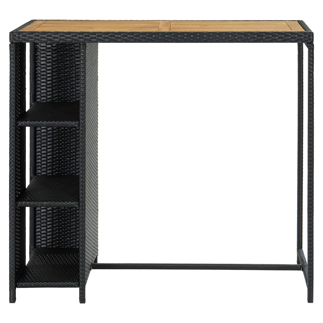 Bar Table with Storage Rack Black 120x60x110 cm Poly Rattan