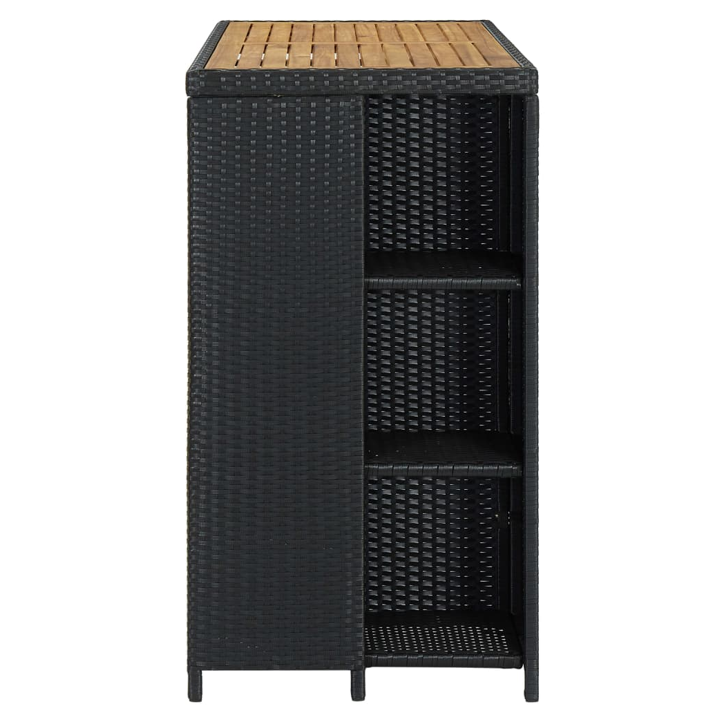 Bar Table with Storage Rack Black 120x60x110 cm Poly Rattan