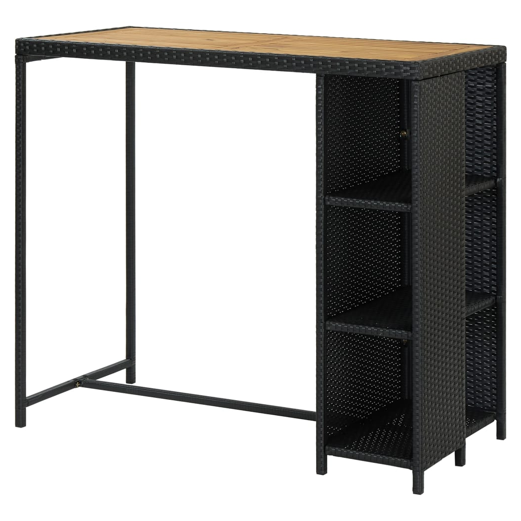 Bar Table with Storage Rack Black 120x60x110 cm Poly Rattan