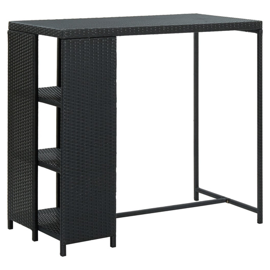 Bar Table with Storage Rack Black 120x60x110 cm Poly Rattan