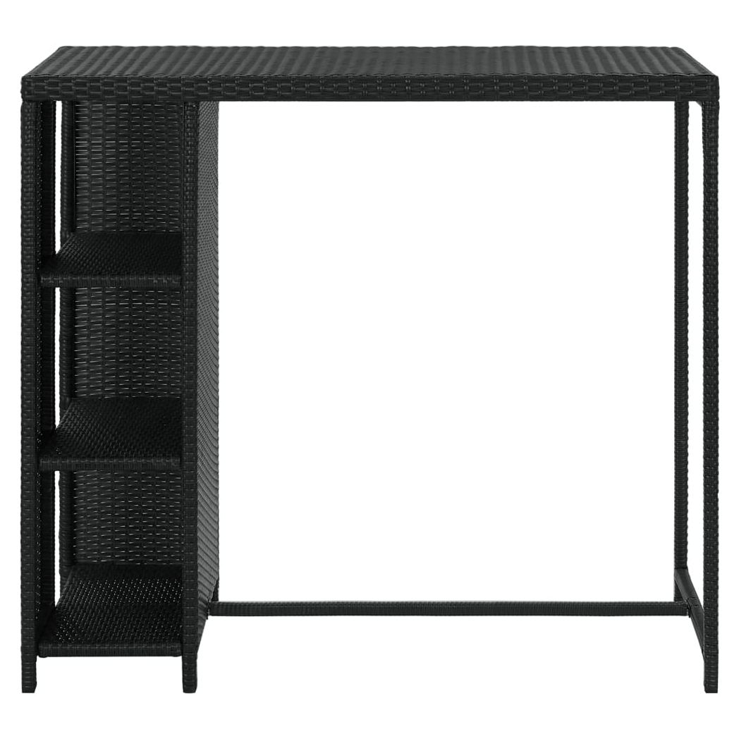 Bar Table with Storage Rack Black 120x60x110 cm Poly Rattan