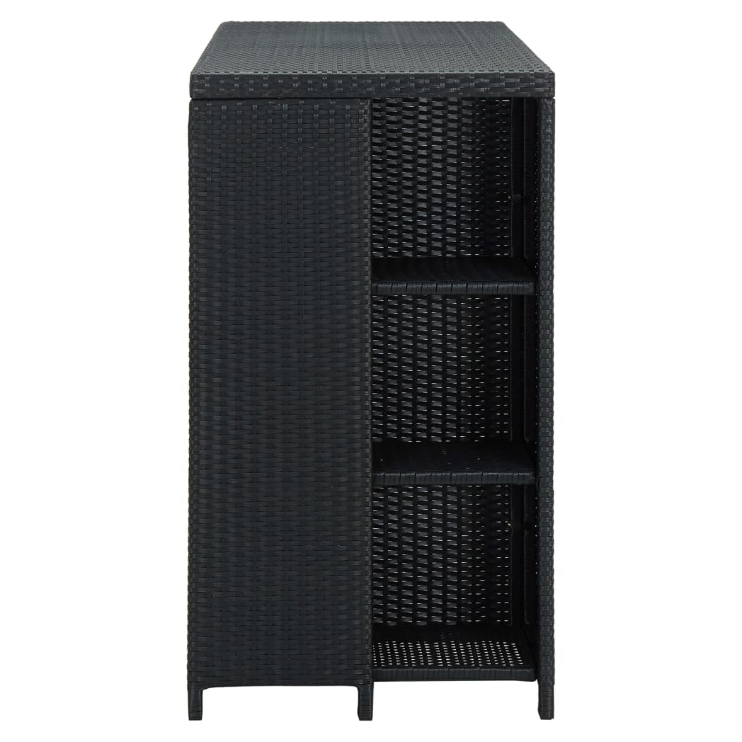 Bar Table with Storage Rack Black 120x60x110 cm Poly Rattan