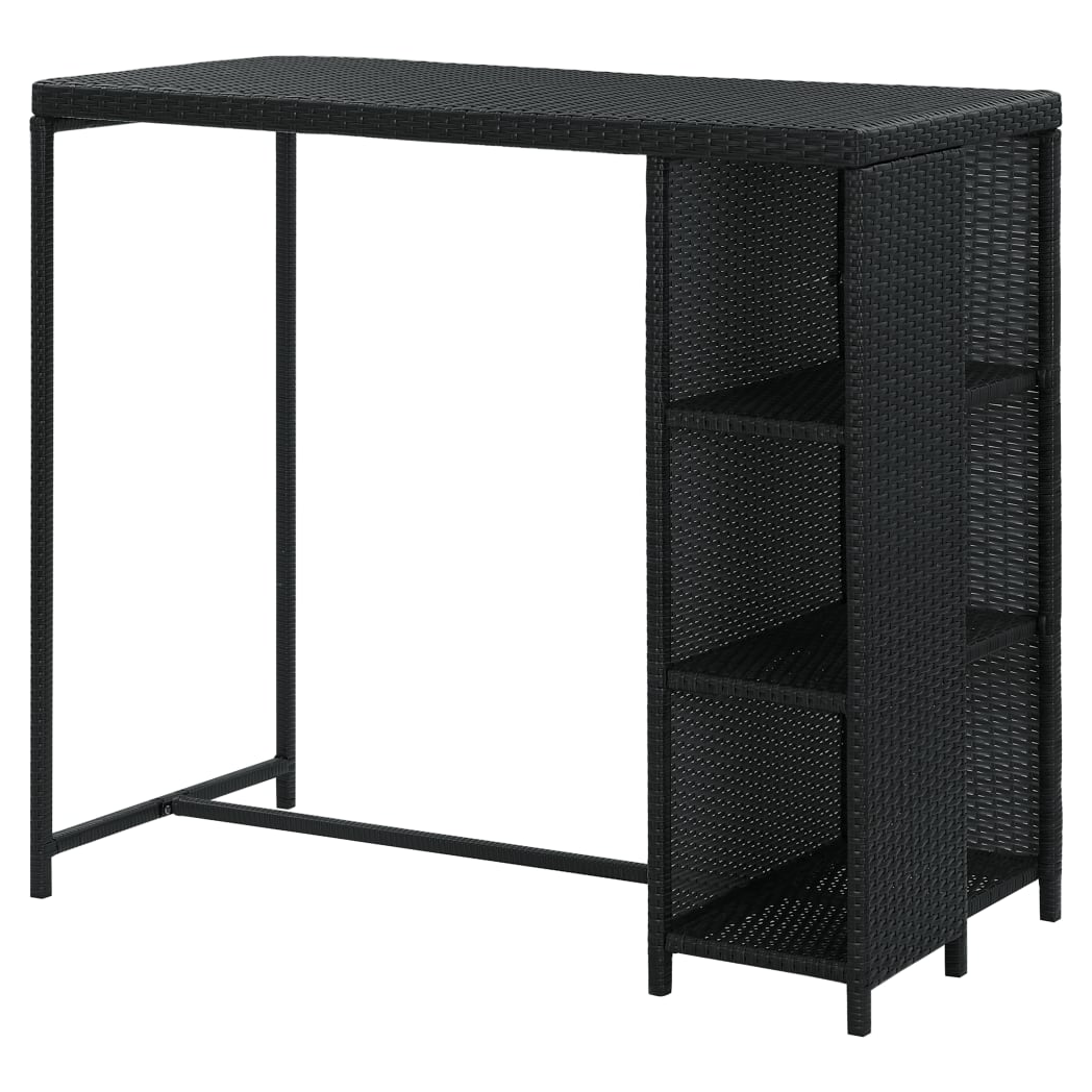 Bar Table with Storage Rack Black 120x60x110 cm Poly Rattan