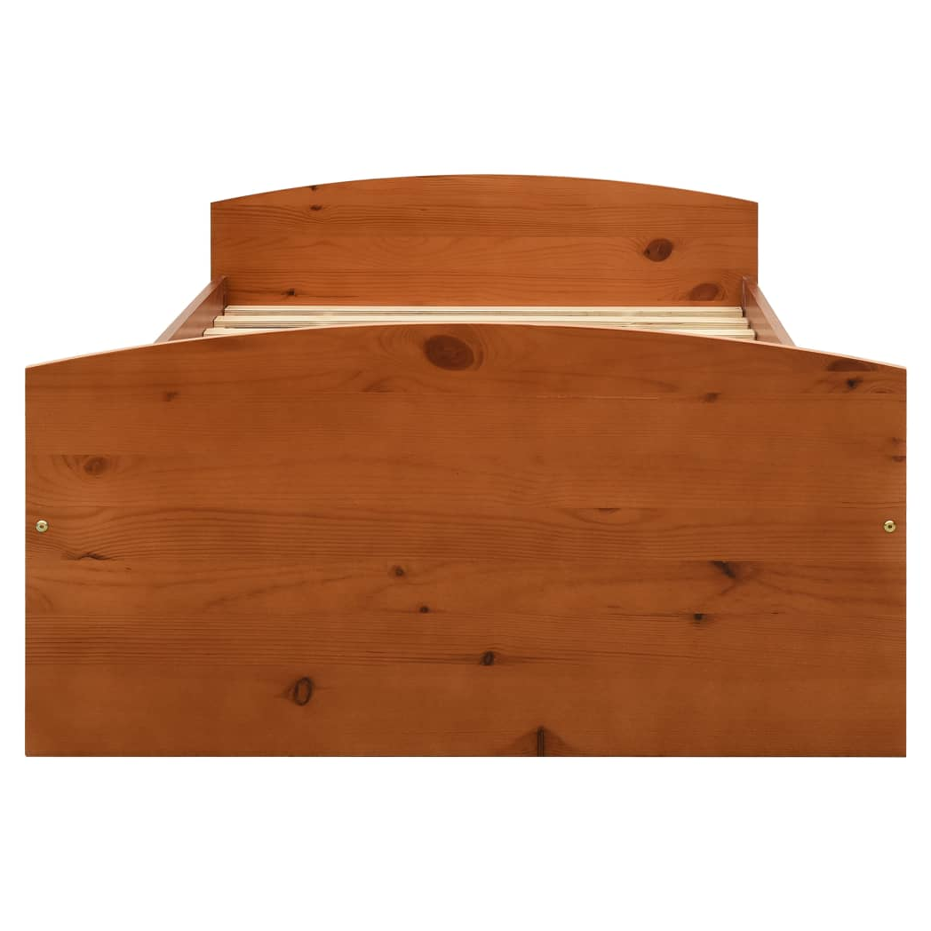 Bed Frame with 2 Drawers Honey Brown Solid Pine Wood 90x200 cm