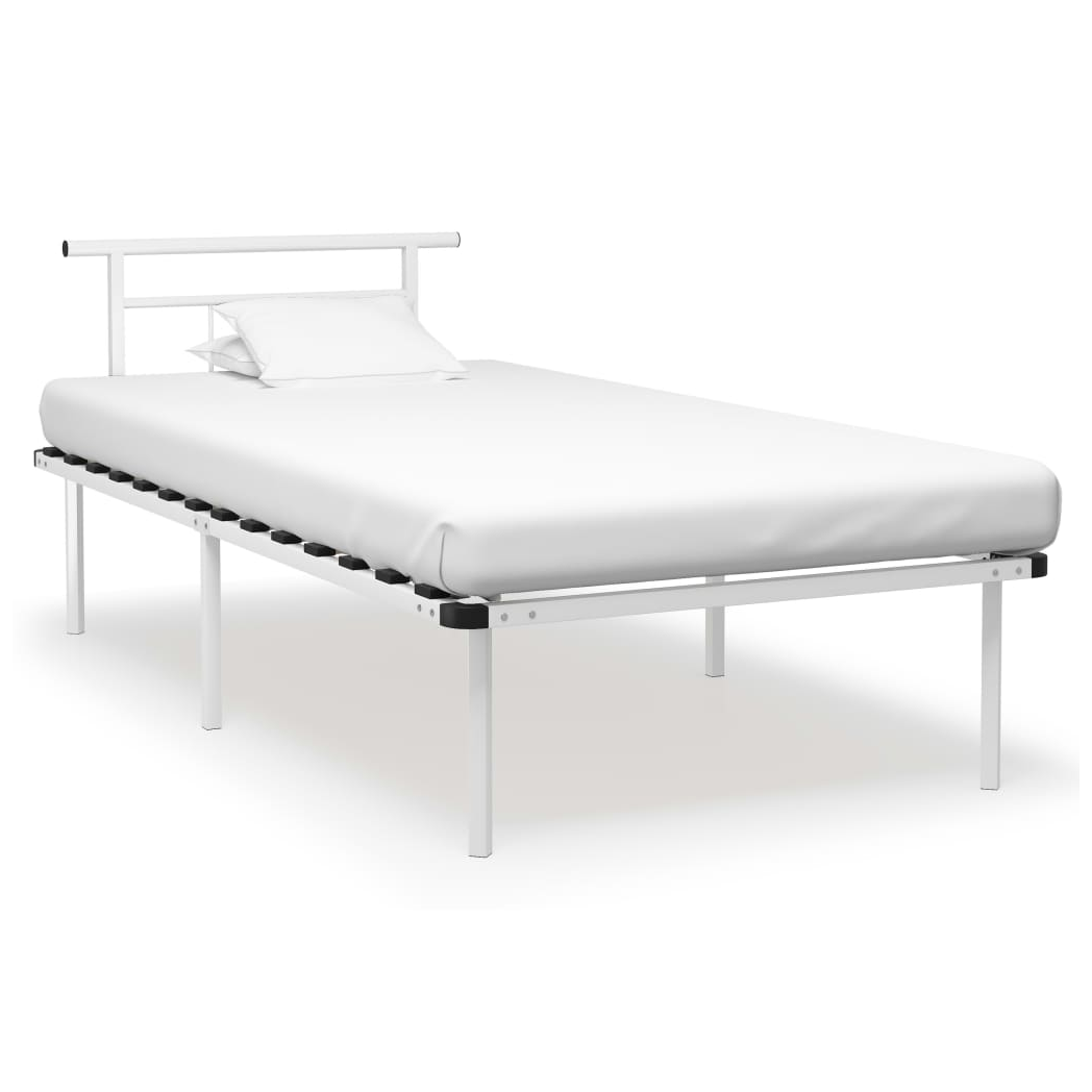 Bed Frame White Metal 100x200 cm